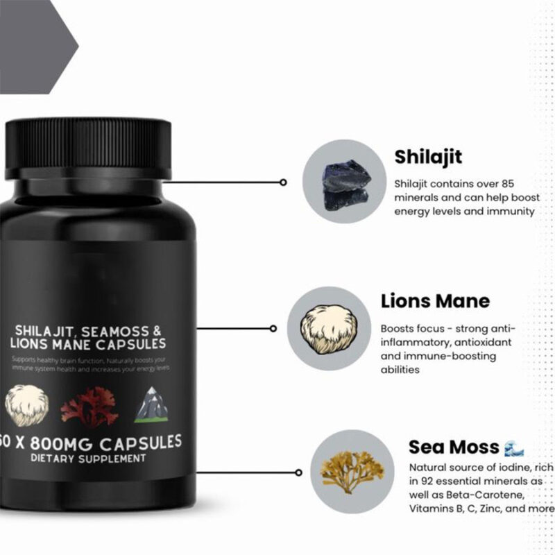 Buy Shilajit Lions Mane Capsules - Premium Quality Monkey Mushroom Supplements - Image 4